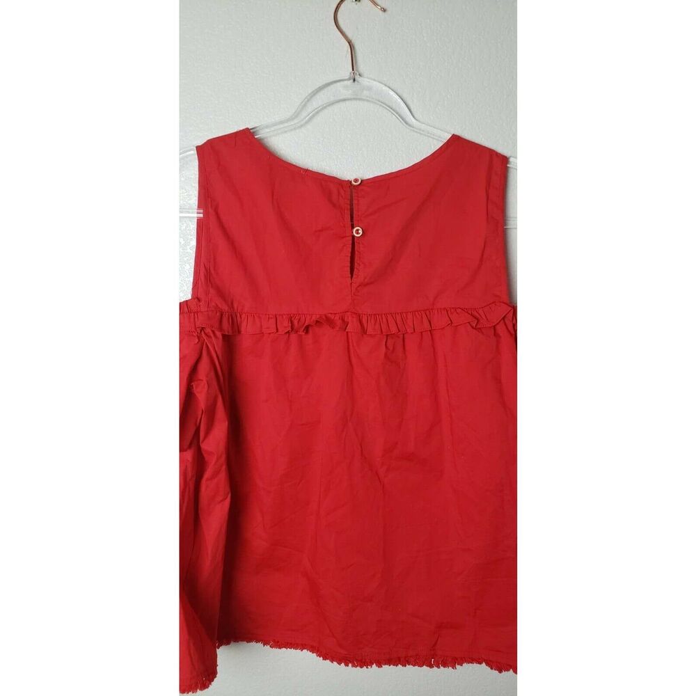 Democracy Red Cold Shoulder Ruffle Sz L - Picture 10 of 12